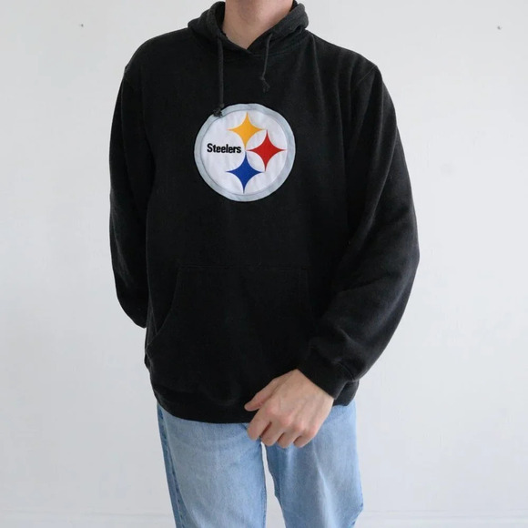 Vintage 11' Reebok NFL Team Apparel Pittsburgh Steelers Black Pullover Hoodie - Picture 1 of 10